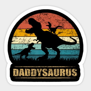 Daddy Dinosaur Daddysaurus 2 Two Kids Funny Father's Day dad Sticker